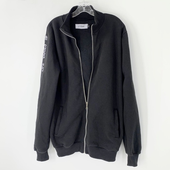 LVISH Men Sweatshirt Full Zip Black Pockets Sz XL - Picture 11 of 13